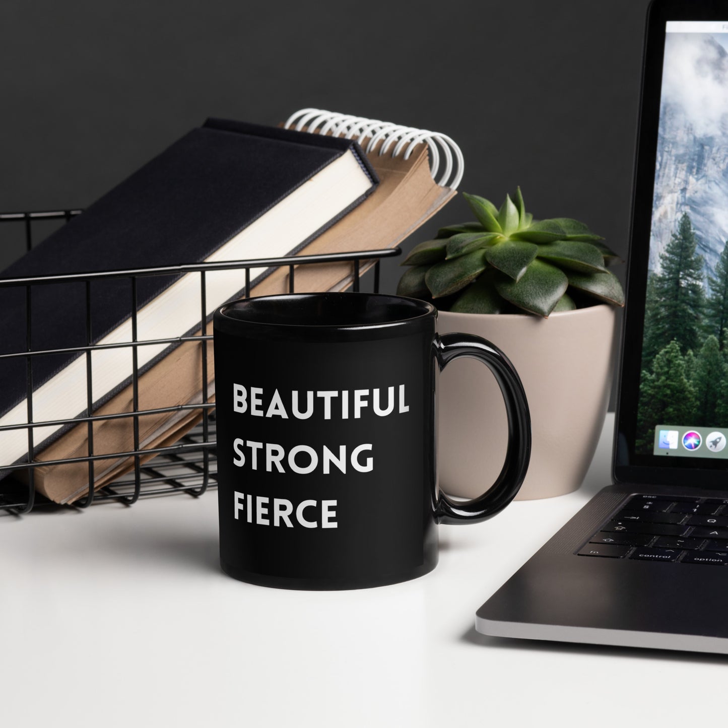 Beautiful Strong Fierce Black Glossy Mug