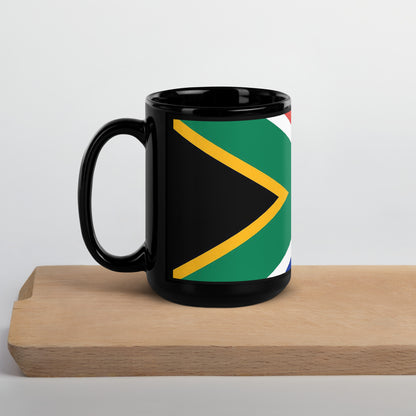 South African Flag Mug - Black Glossy Gift