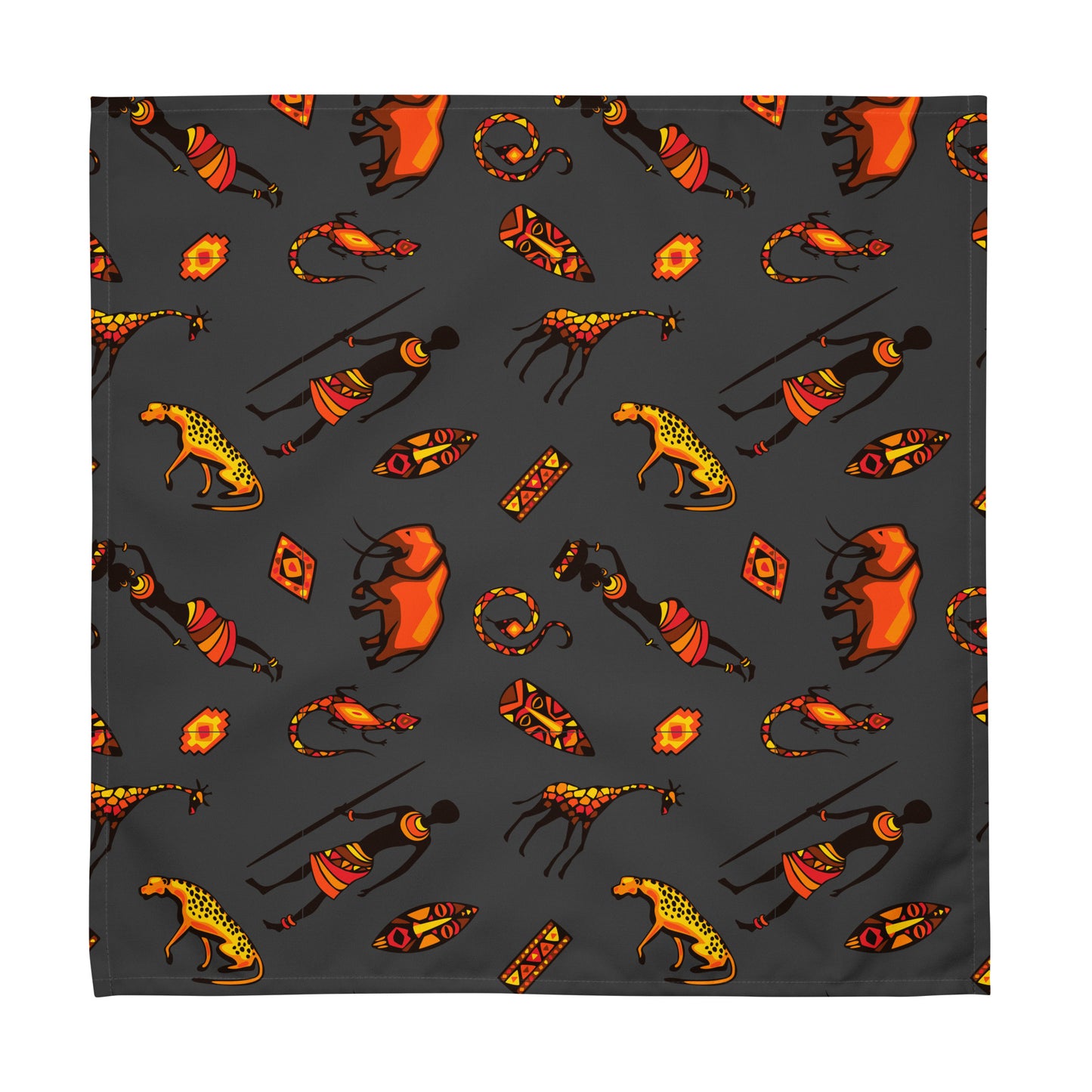 African Bushman & Wildlife Cloth napkin set - Gray