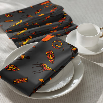 African Bushman & Wildlife Cloth napkin set - Gray