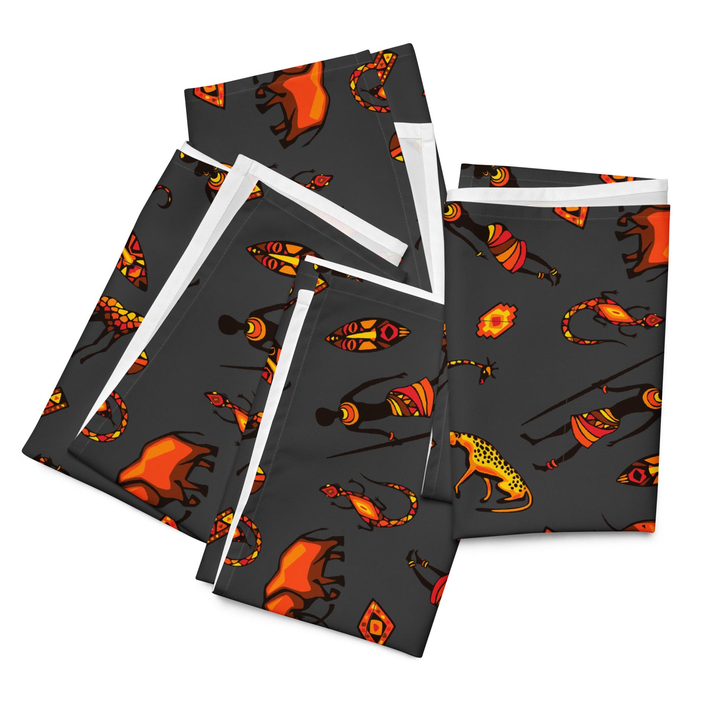 African Bushman & Wildlife Cloth napkin set - Gray