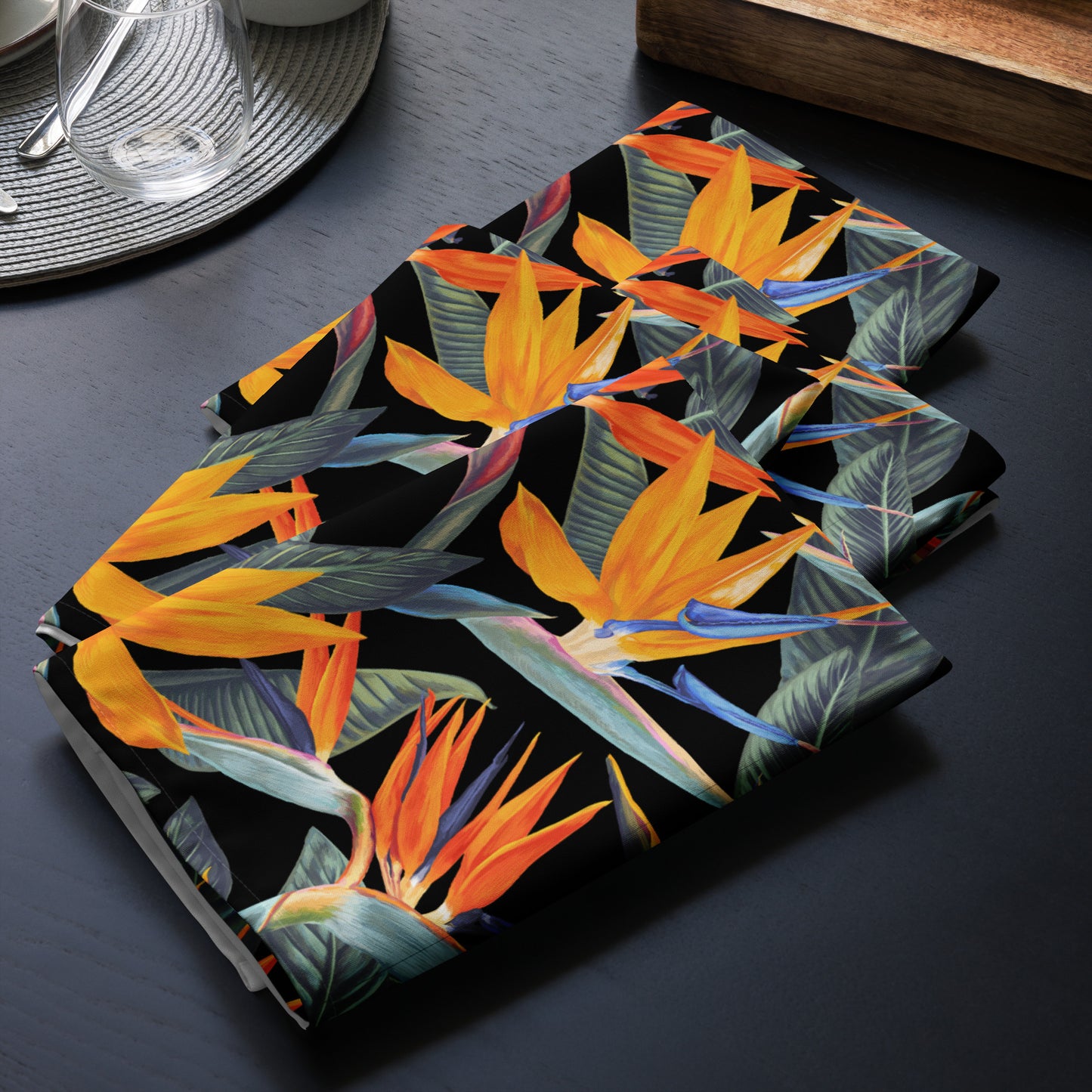 Strelitzia Cloth napkin set - Black