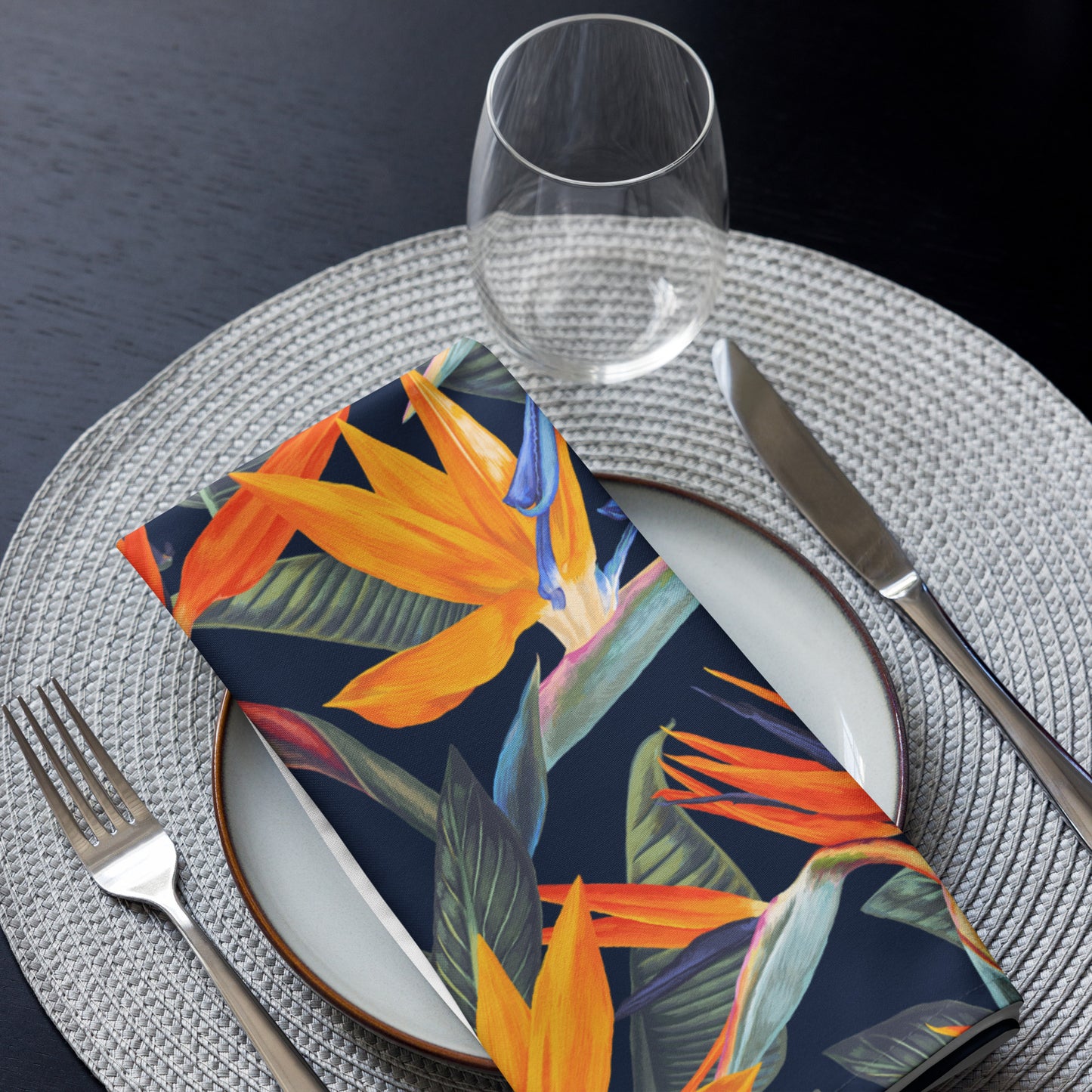 Strelitzia Cloth napkin set - Navy