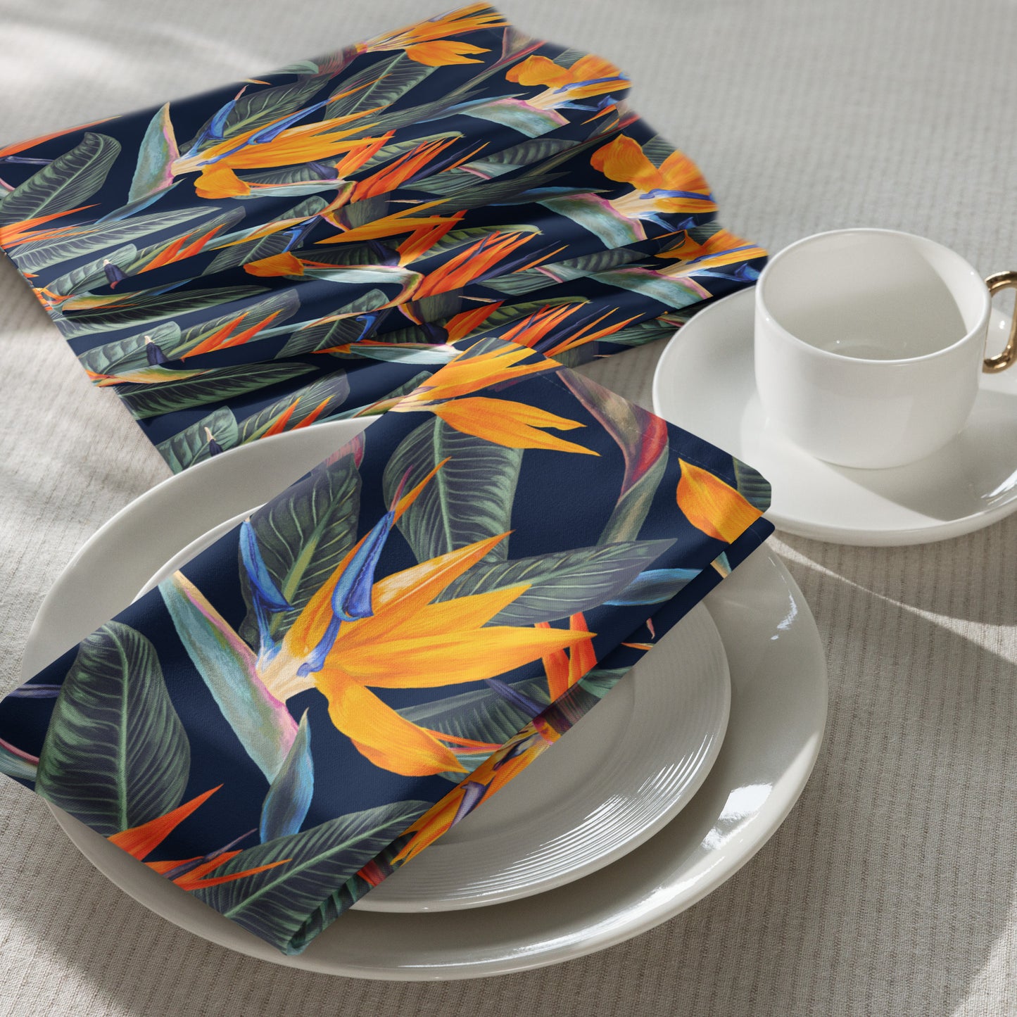 Strelitzia Cloth napkin set - Navy