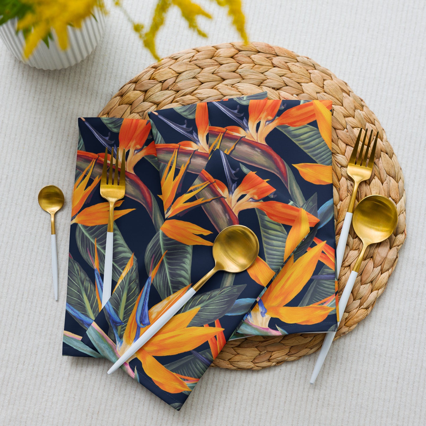 Strelitzia Cloth napkin set - Navy