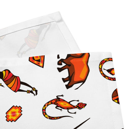 African Bushman & Wildlife Cloth napkin set - White