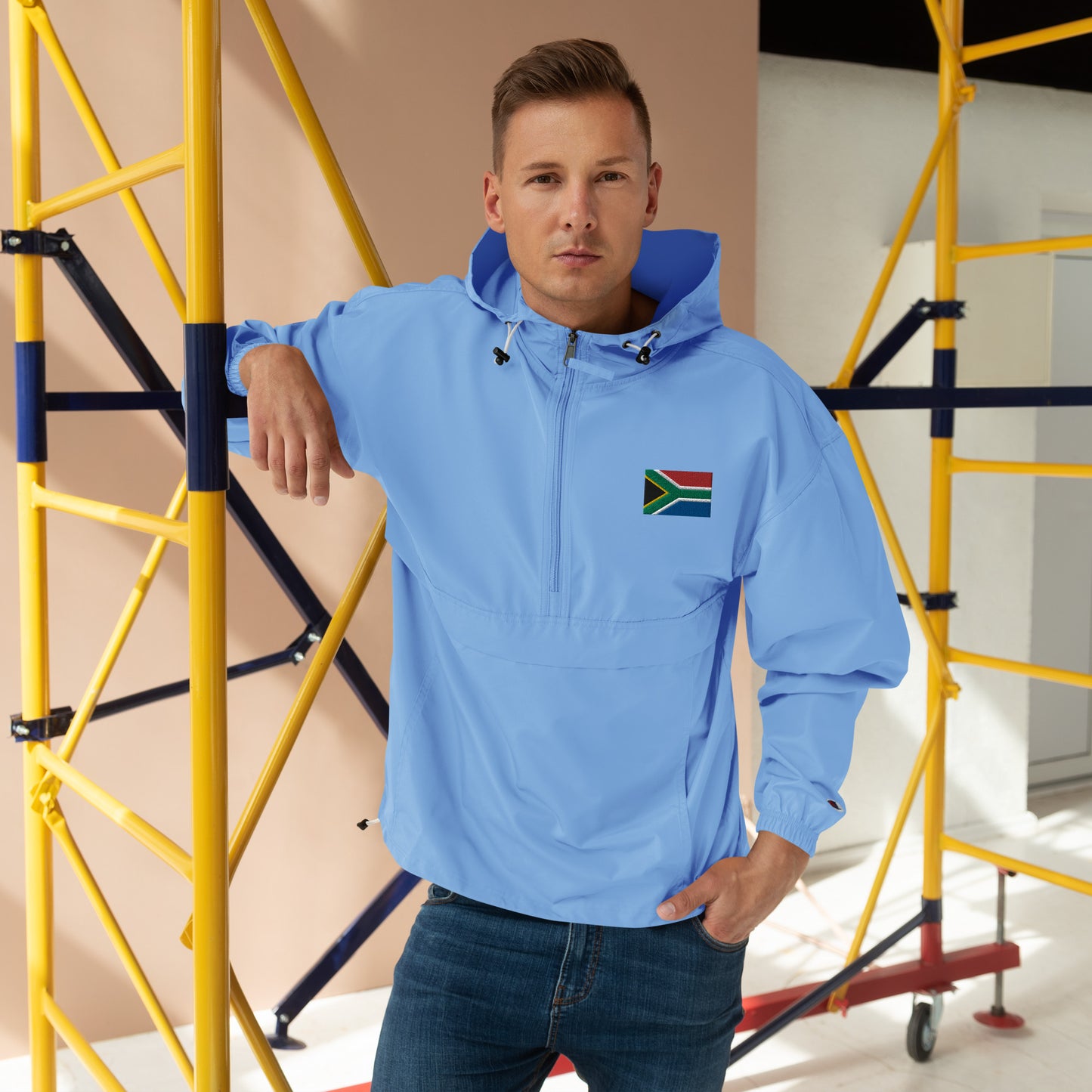 South African Flag Embroidered Champion Packable Jacket