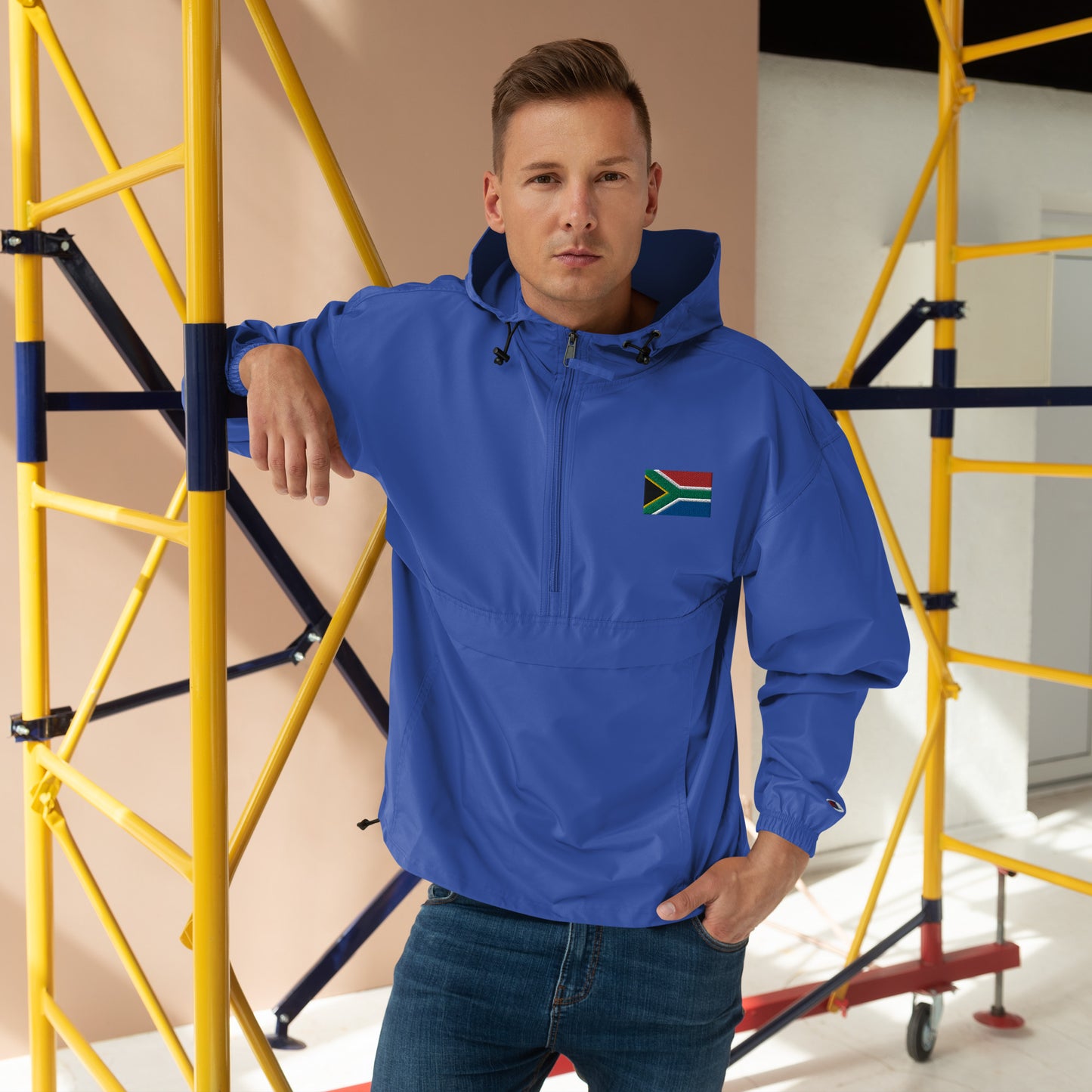 South African Flag Embroidered Champion Packable Jacket