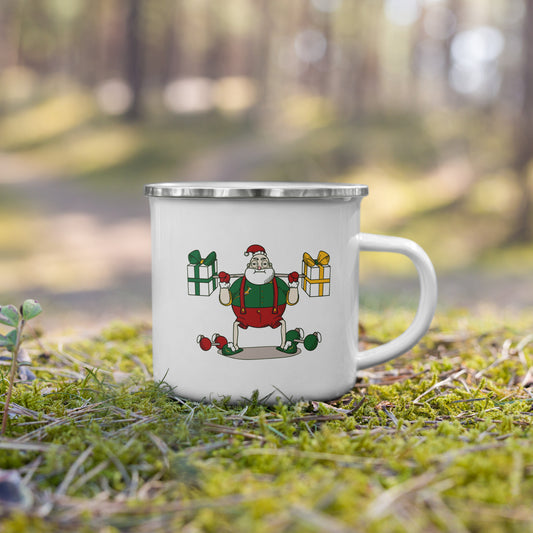 Santa Bok Fan Gym Rat Christmas Enamel Mug