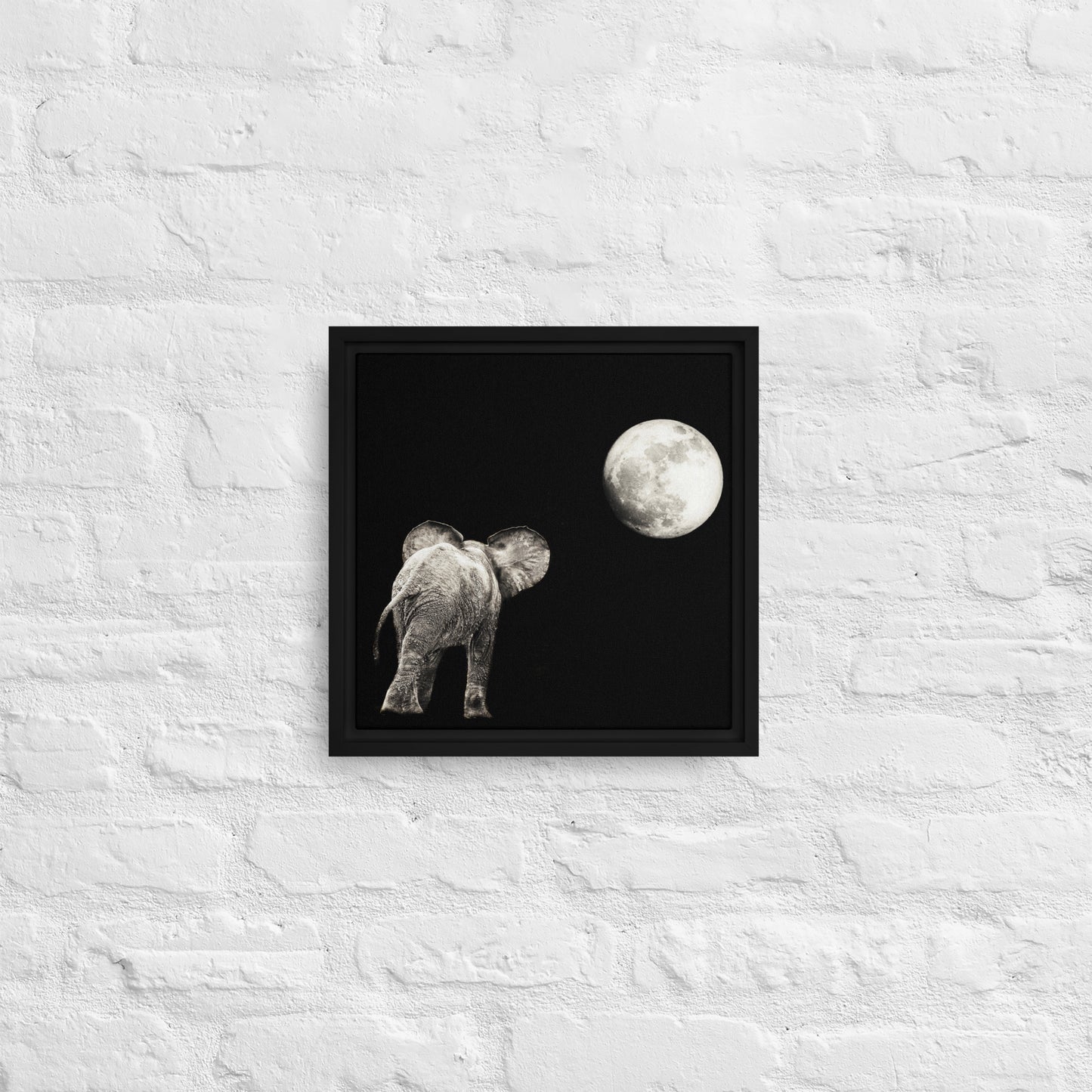 Elephant and Moon Framed canvas