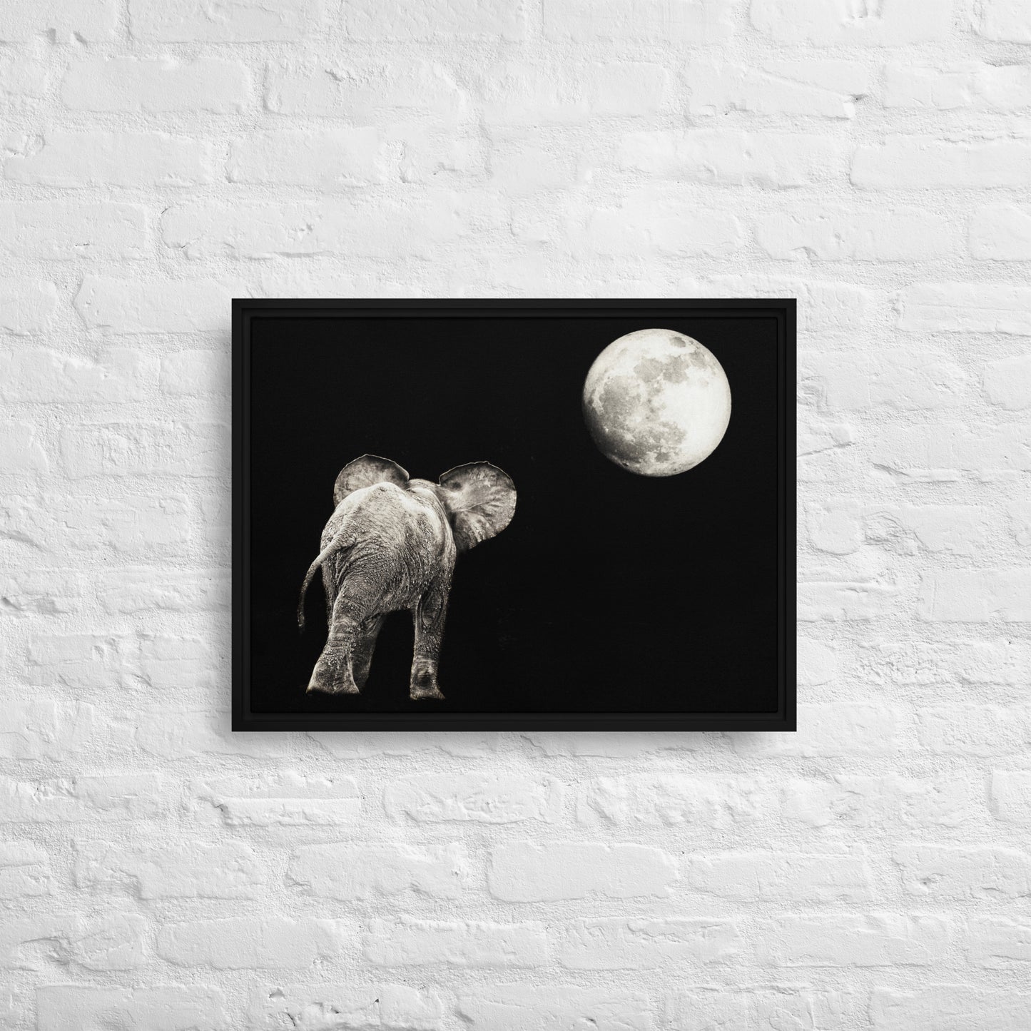 Elephant and Moon Framed canvas