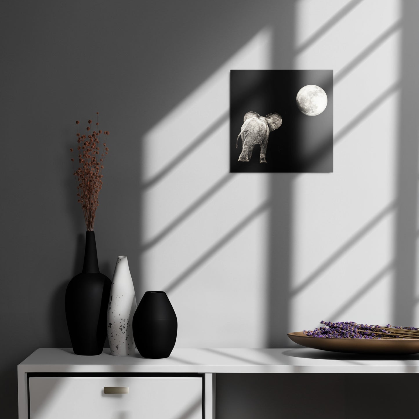 Elephant & Moon Metal prints