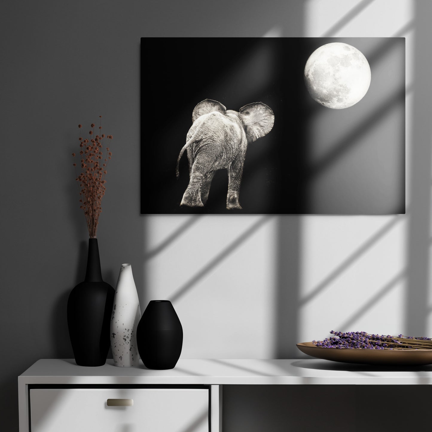 Elephant & Moon Metal prints