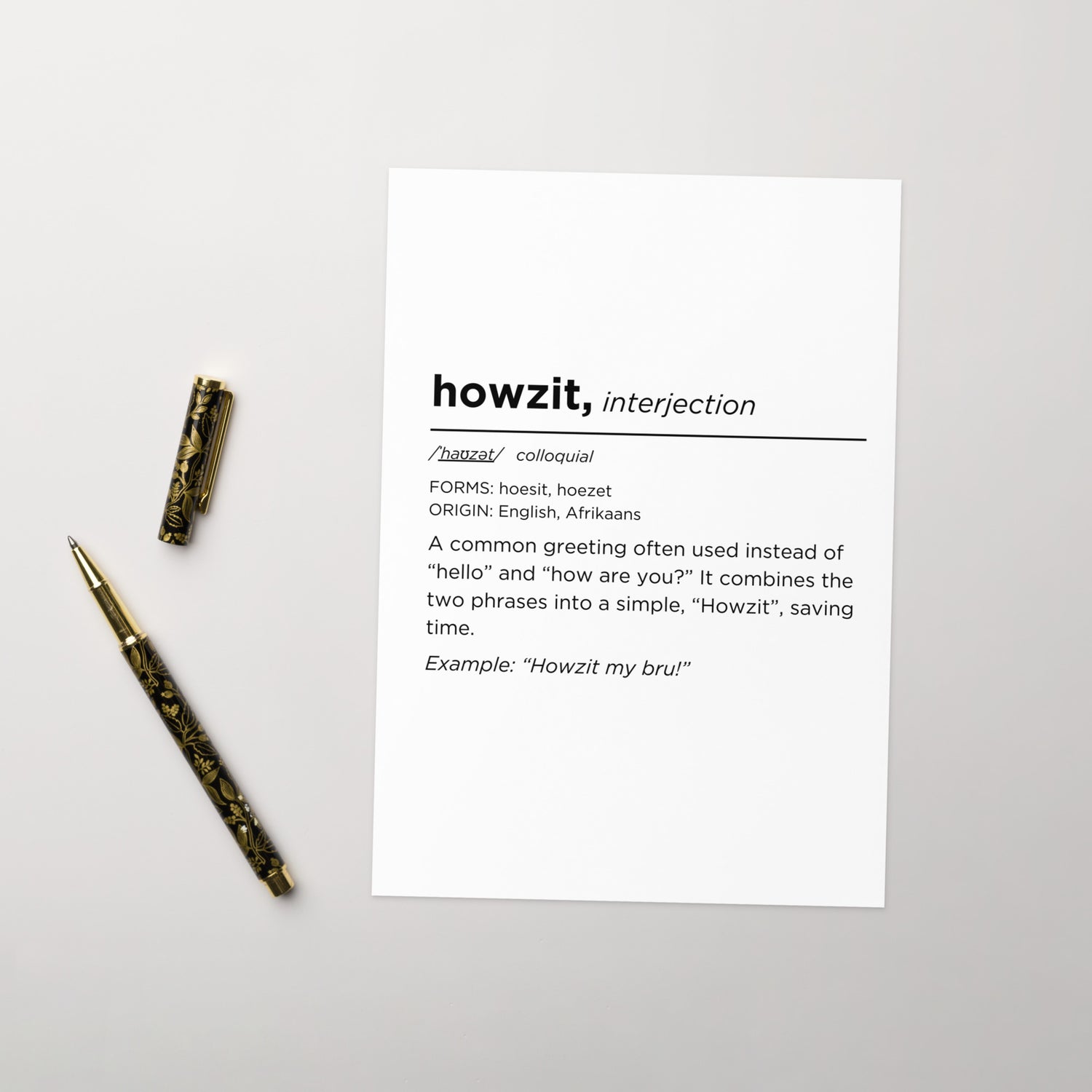 Howzit Greeting / Birthday card - Gifts for South Africans