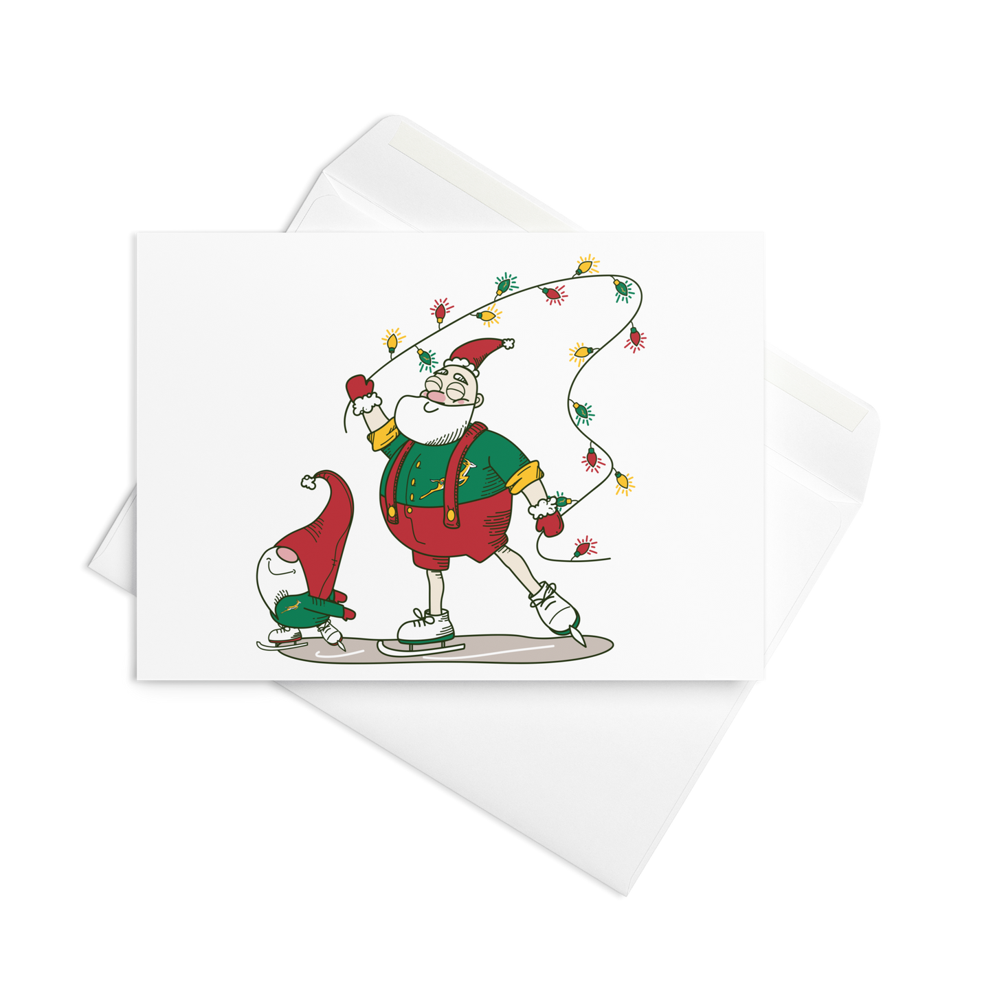 Santa Bok Fan Ice Skating Christmas card