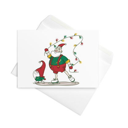 Santa Bok Fan Ice Skating Christmas card