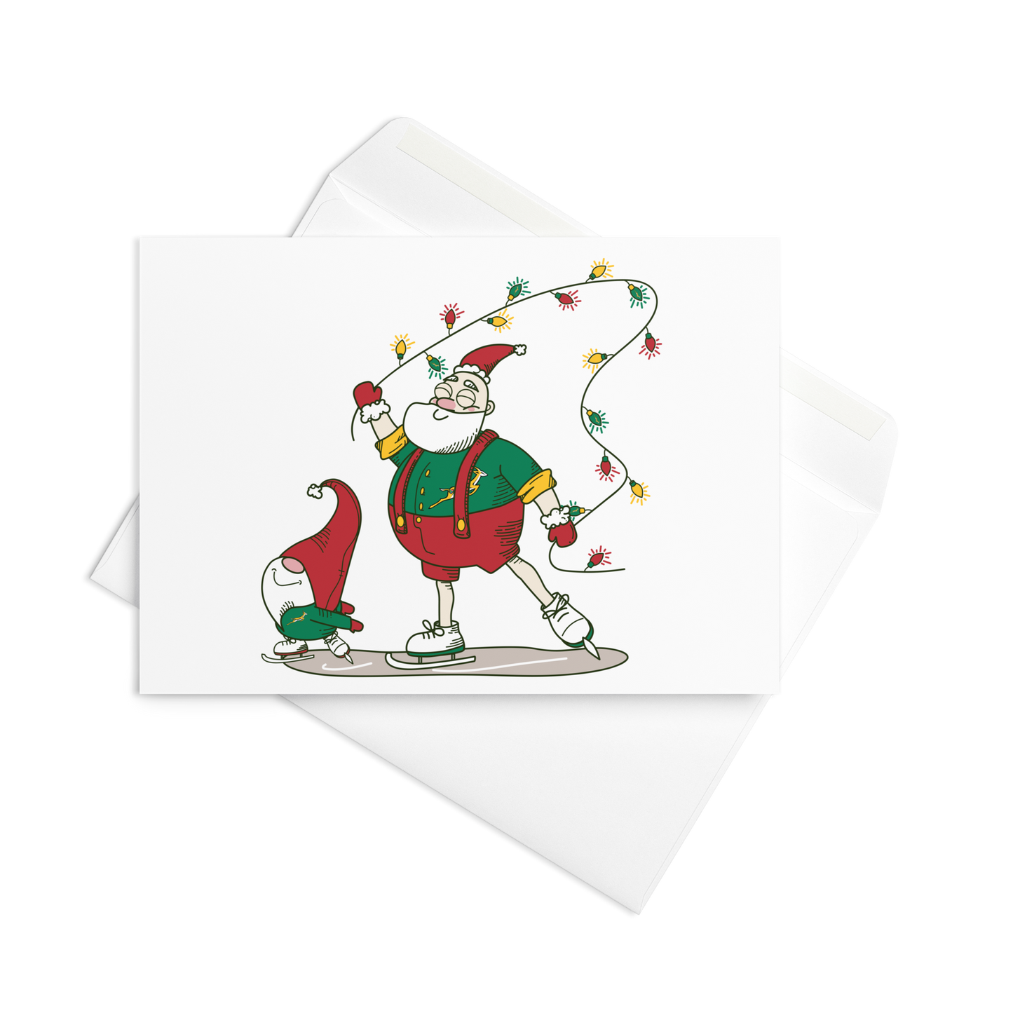 Santa Bok Fan Ice Skating Christmas card