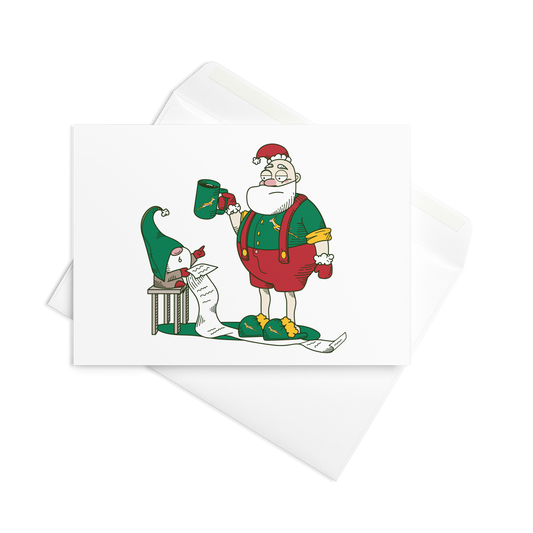 Grumpy Santa Bok Fan Christmas card