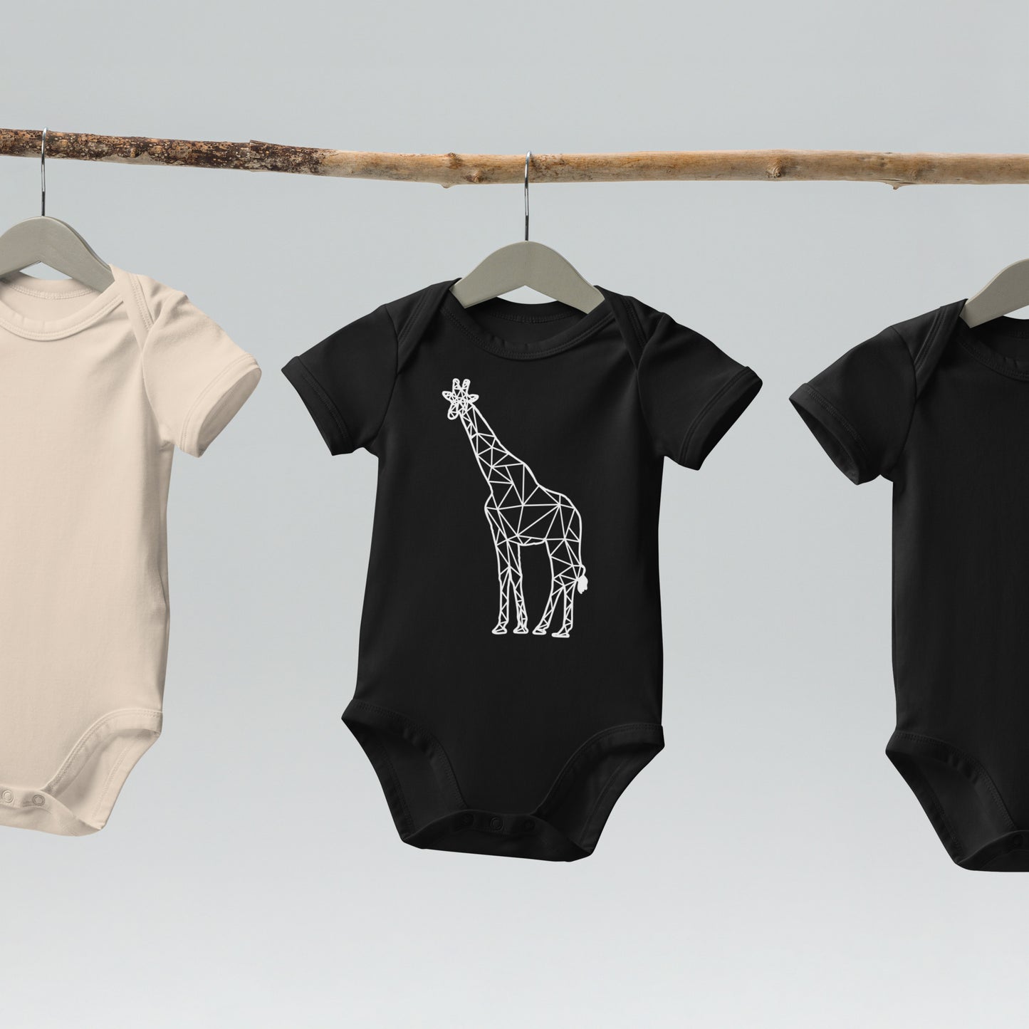 Giraffe Origami Organic cotton baby bodysuit - Black