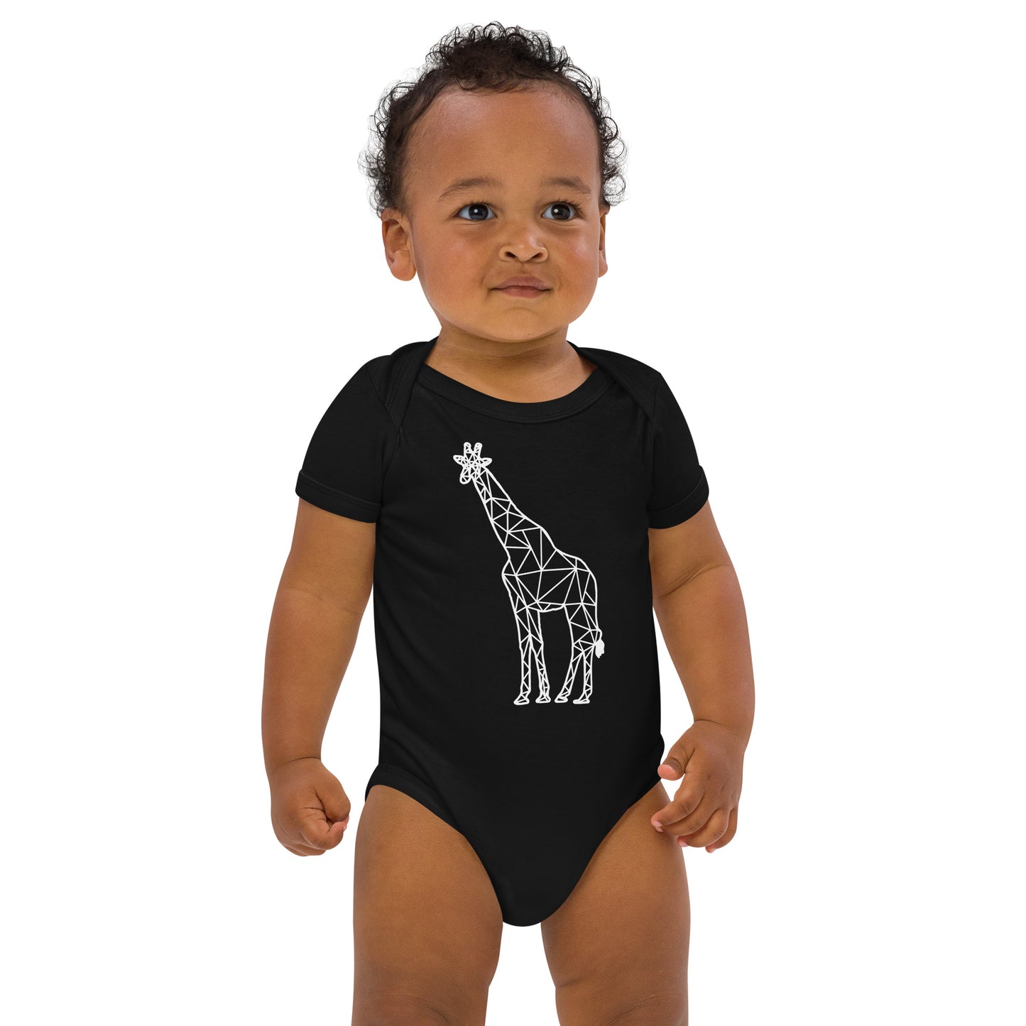 Giraffe Origami Organic cotton baby bodysuit - Black