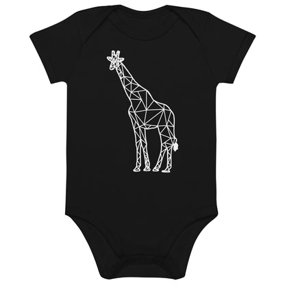 Giraffe Origami Organic cotton baby bodysuit - Black