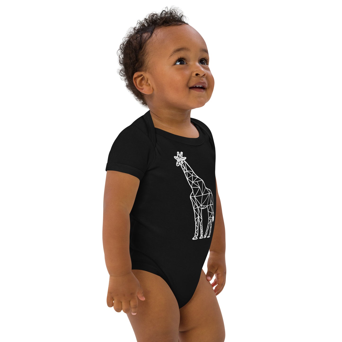 Giraffe Origami Organic cotton baby bodysuit - Black