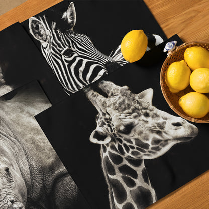 African Wildlife by Audrey Krüger Placemat Set (Giraffe/Lioness/Zebra/Rhino)