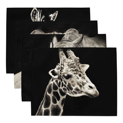 African Wildlife by Audrey Krüger Placemat Set (Giraffe/Lioness/Zebra/Rhino)