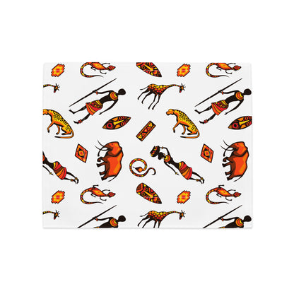 African Bushman & Wildlife Placemat Set - White