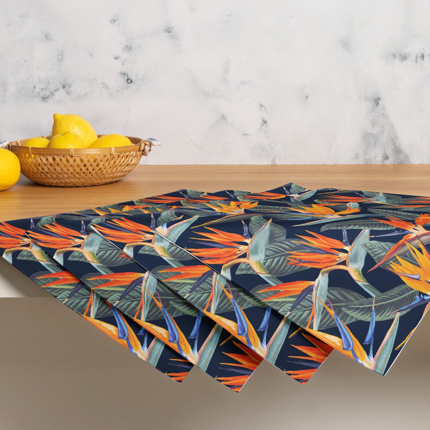 Strelitzia Placemat Set - Navy