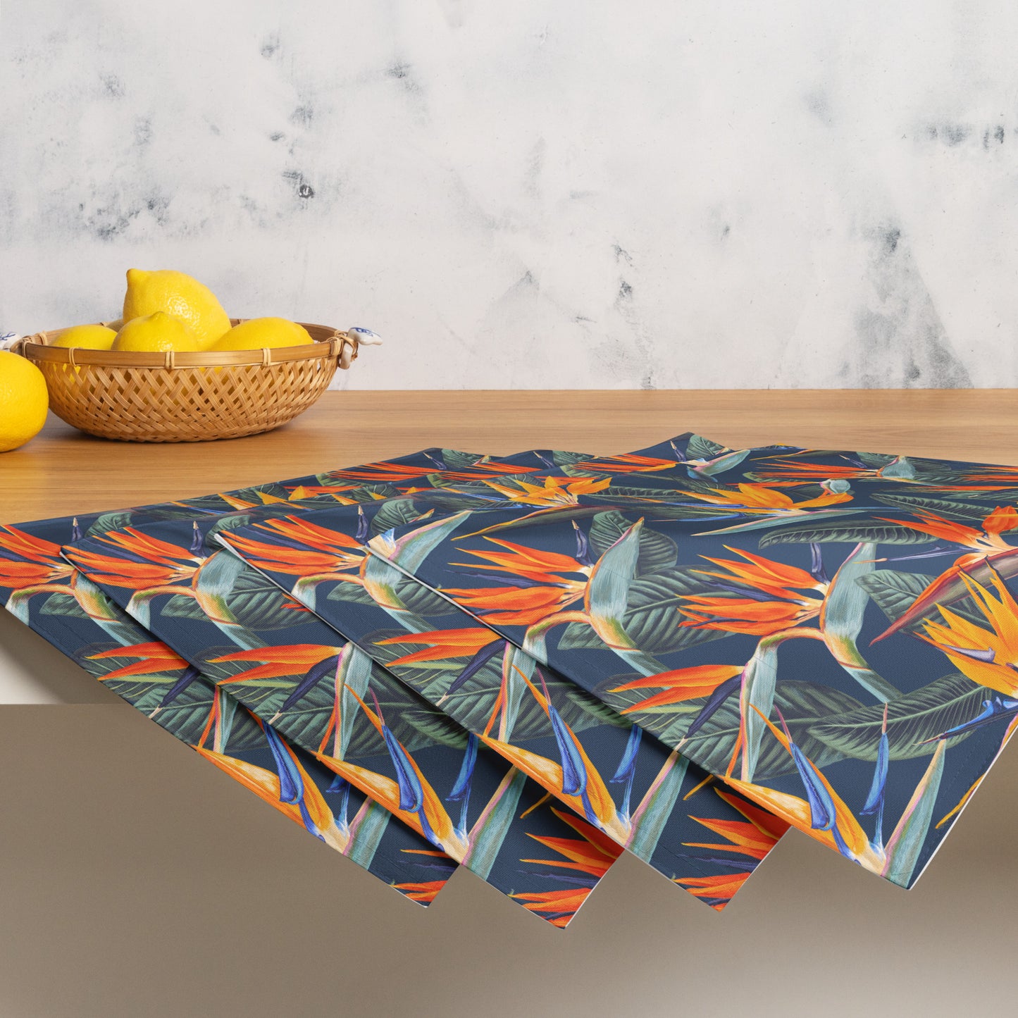 Strelitzia Placemat Set - Dusk Blue