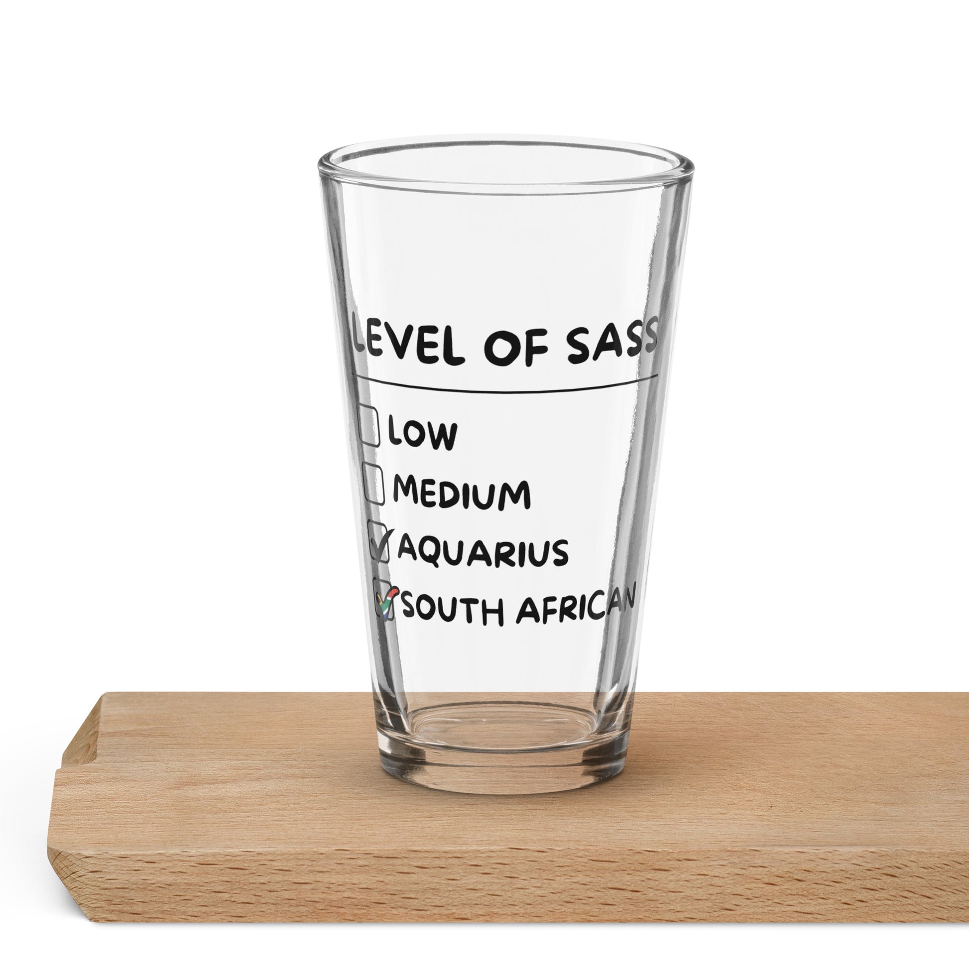 Sassy South African Aquarius Shaker pint glass - February Gifts