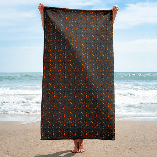 African Bushman & Wildlife Beach Towel - Gray