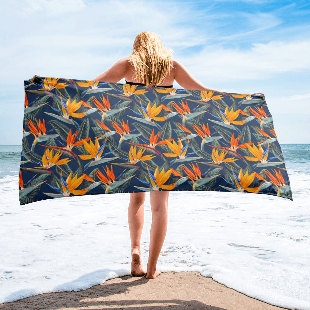 Strelitzia Beach Towel - Dusk Blue