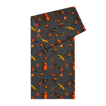 African Bushman & Wildlife Table runner - Gray