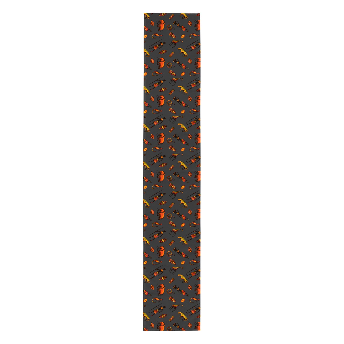 African Bushman & Wildlife Table runner - Gray