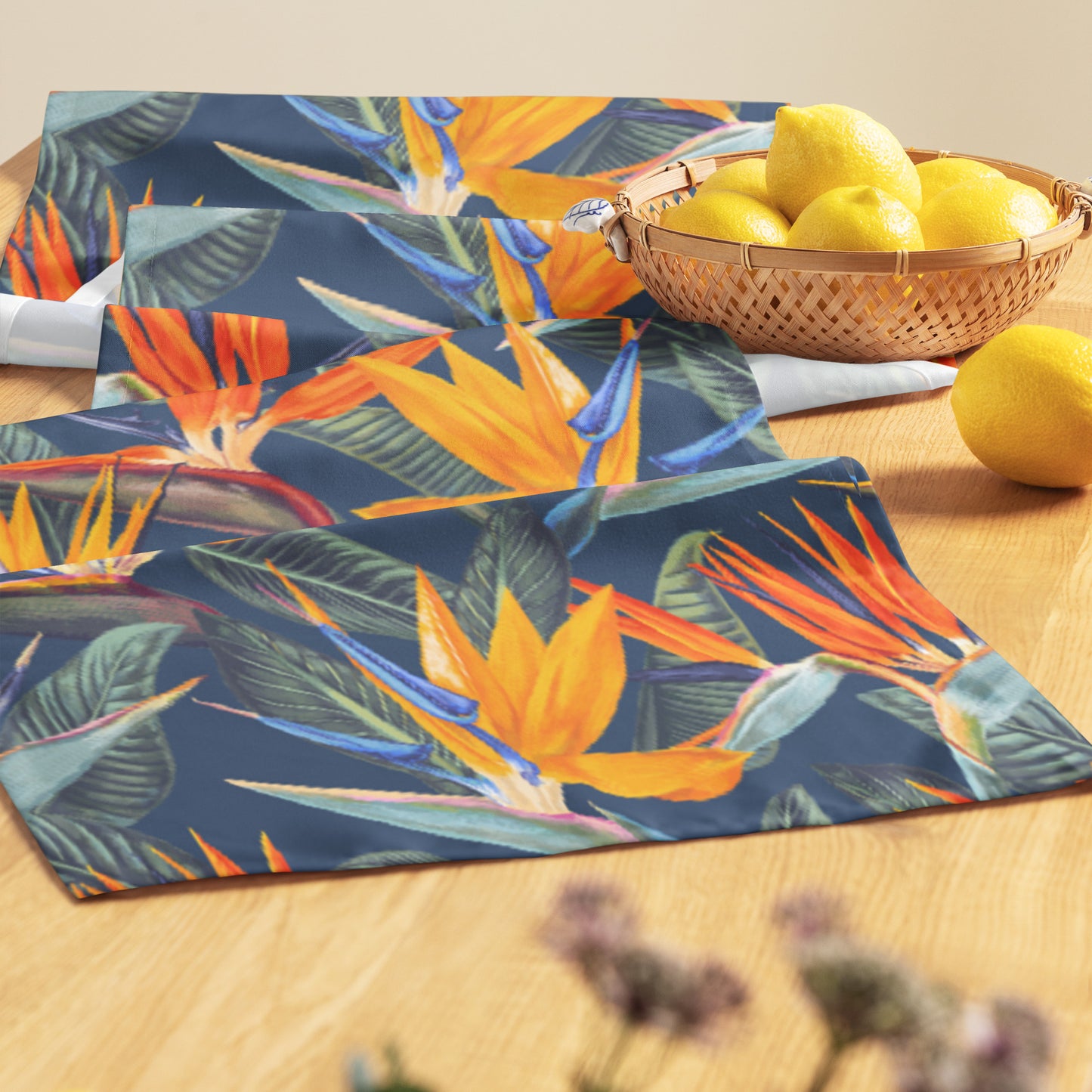 Strelitzia Table runner - Dusk Blue