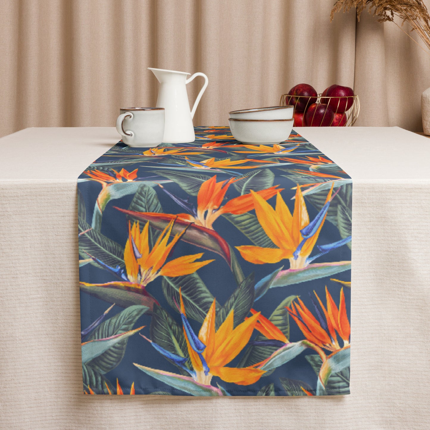 Strelitzia Table runner - Dusk Blue