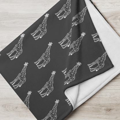 Giraffe Origami Throw Blanket - Charcoal