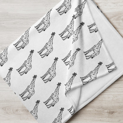 Giraffe Origami Throw Blanket - White