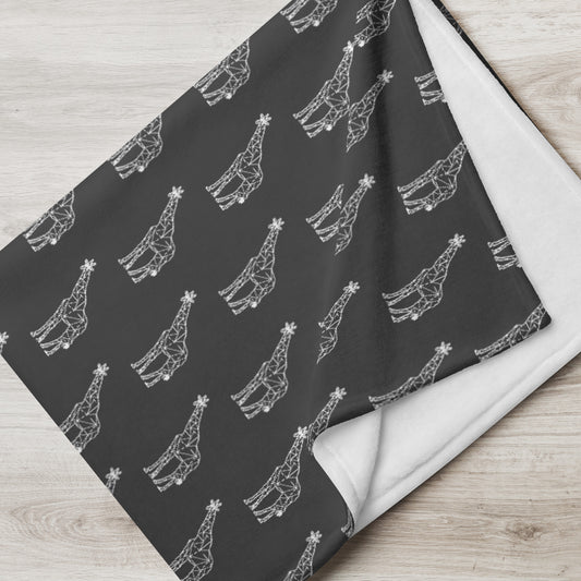 Giraffe Origami Throw Blanket - Charcoal