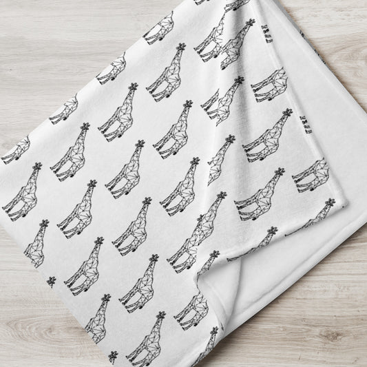 Giraffe Origami Throw Blanket - White