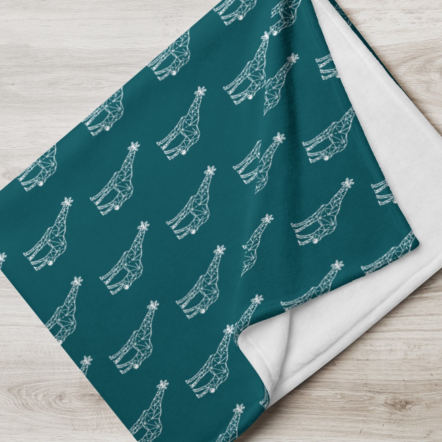 Giraffe Origami Throw Blanket - Sherpa Blue