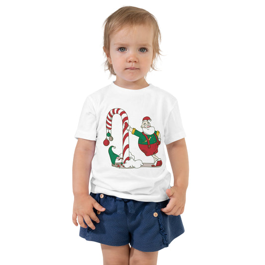 Santa Springbok Fan Candy Cane Christmas Toddler Short Sleeve Tee