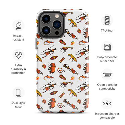 African Bushman & Wildlife Tough Case for iPhone® - White