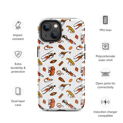 African Bushman & Wildlife Tough Case for iPhone® - White