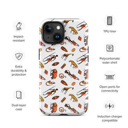 African Bushman & Wildlife Tough Case for iPhone® - White