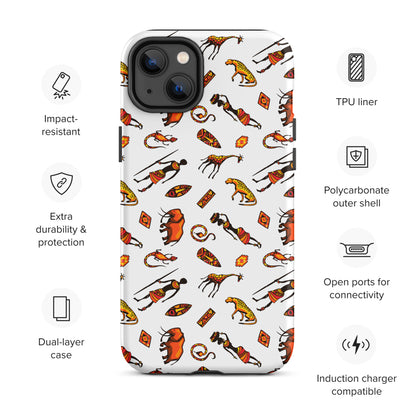 African Bushman & Wildlife Tough Case for iPhone® - White