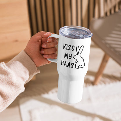 Kiss my Haas Travel mug with a handle