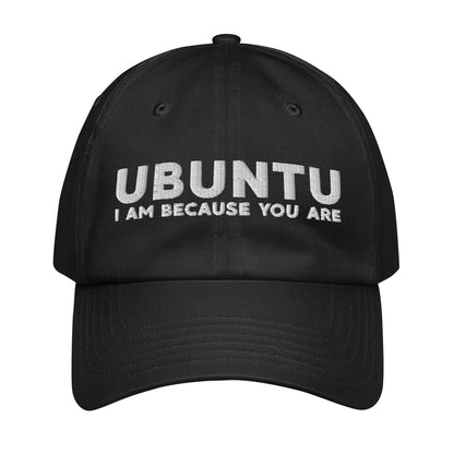 Ubuntu: I am because you are Under Armour® dad hat - White Text